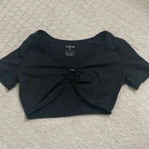M Black Crop Top with Center Ring (Runs Small)